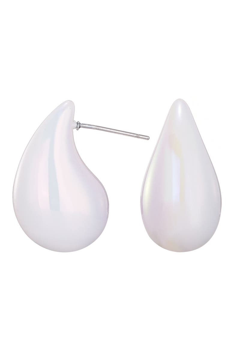 Faux Pearl Teardrop Stud Earrings, Alternate, color, WHITE
