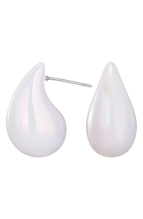 Adornia Faux Pearl Teardrop Stud Earrings In White