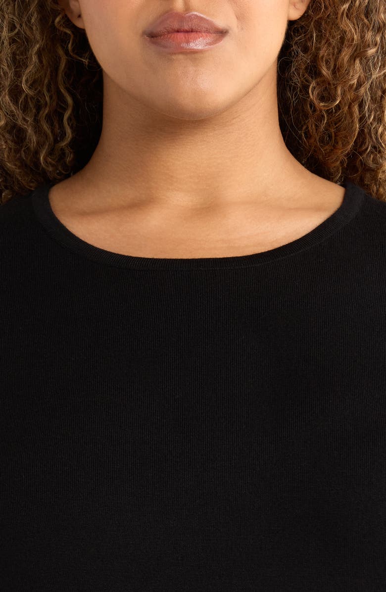 Anne Klein Feather Cuff Long Sleeve Knit Top, Alternate, color, Anne Black