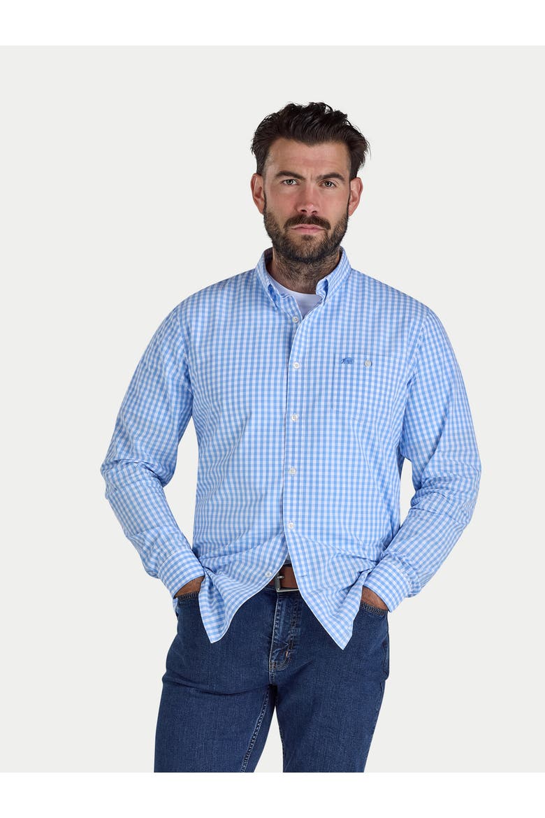 Classic Long Sleeve Gingham Shirt, Main, color, Sky Blue