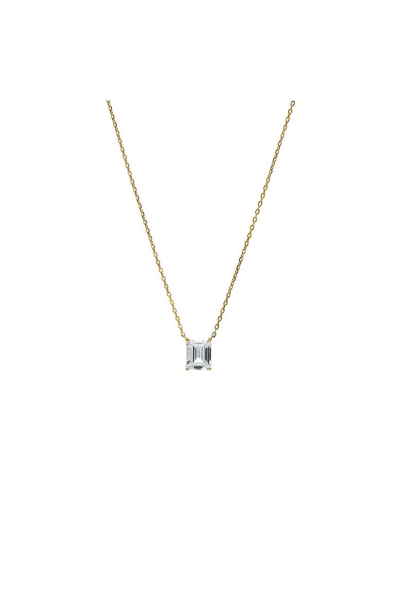 Emerald Solitaire CZ Necklace, Main, color, Gold