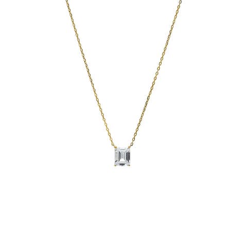 Emerald Solitaire CZ Necklace