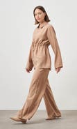 Mizalle Cinched Waist Shirt Jacket