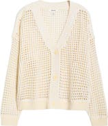 Splendid Camellia Openwork V-Neck Cotton Blend Cardigan