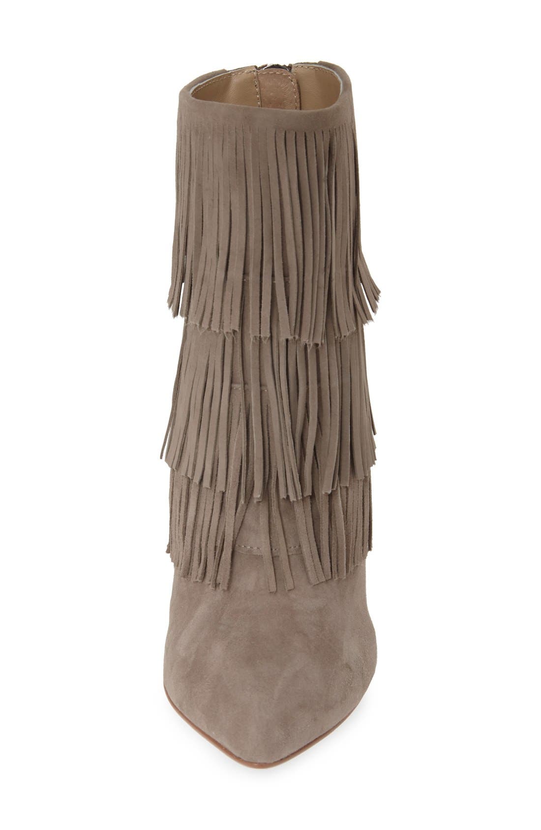 'Charm' Fringe Bootie, Alternate, color, GREY