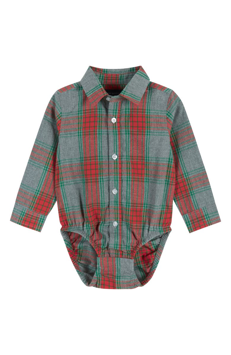 Andy & Evan Plaid Bodysuit, Cotton Sweater Vest, Bow Tie & Pants Set, Alternate, color, 