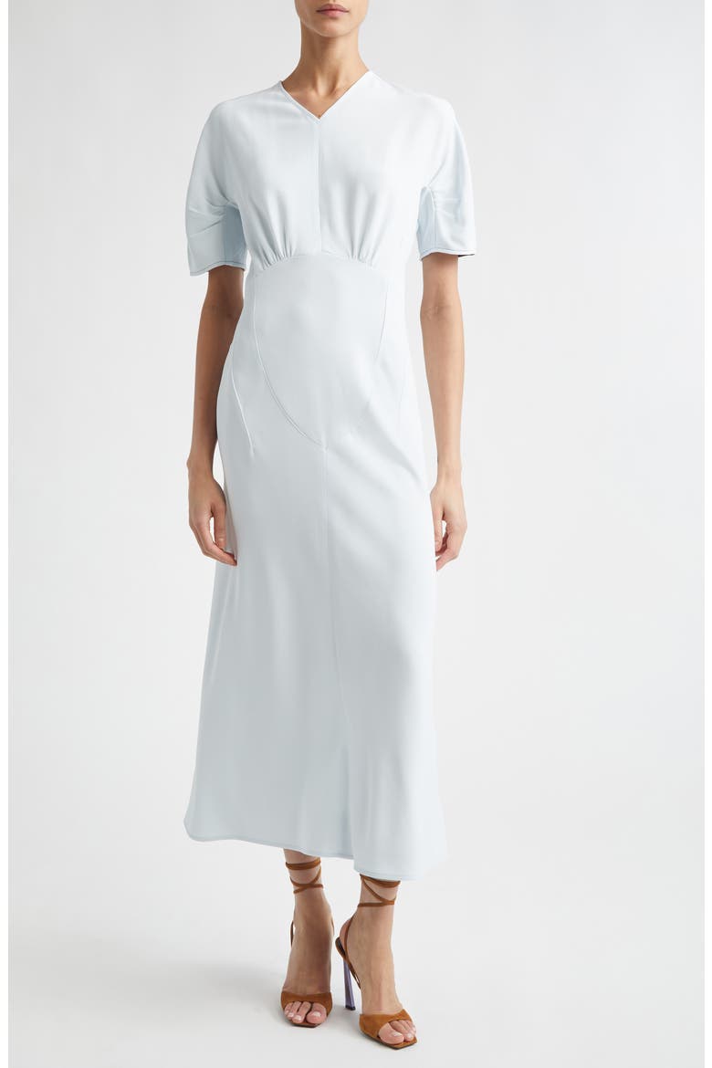 Gathered Detail Midi Dress, Main, color, GLACIAL BLUE