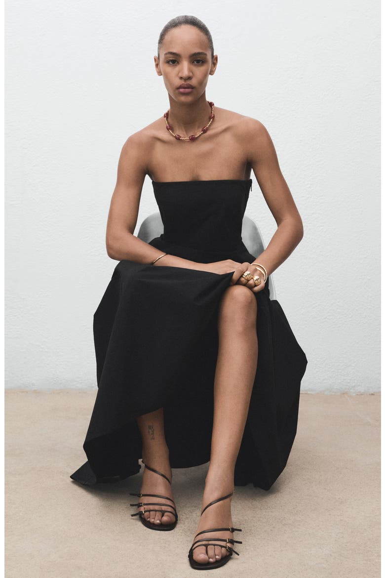 Strapless A-Line Dress, Alternate, color, BLACK