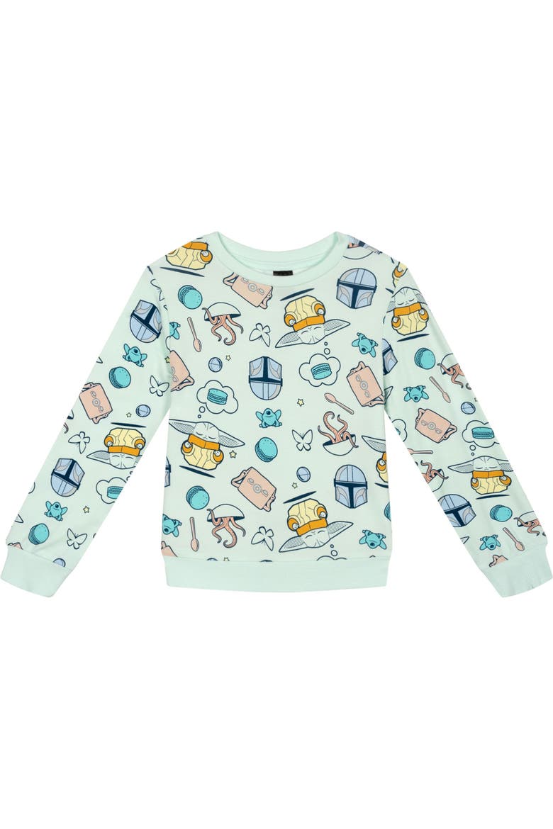 Loungewear 2-Piece Sweatshirt and Pants Set, Alternate, color, Light Mint Grogu