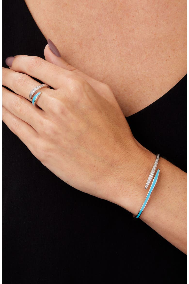 Enamel & Cubic Zirconia Bangle & Ring Set, Alternate, color, WHITE