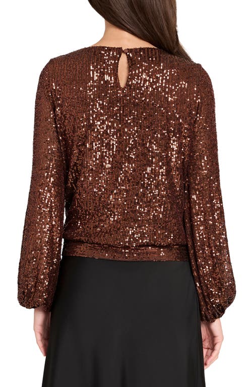 Tahari Asl Sequin Top In Brown