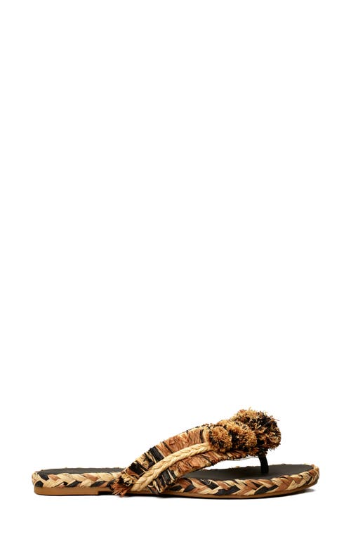 Tory Burch Raffia Flip Flop In Brown