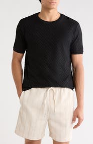 DENIM AND FLOWER Geometric Textured Knit T-Shirt
