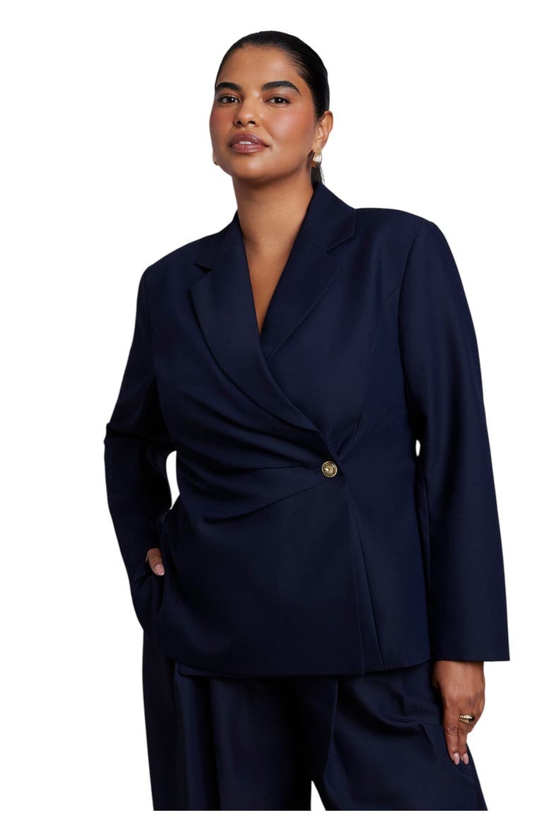 Soft Wrap Blazer (Plus), Main, color, NAVY