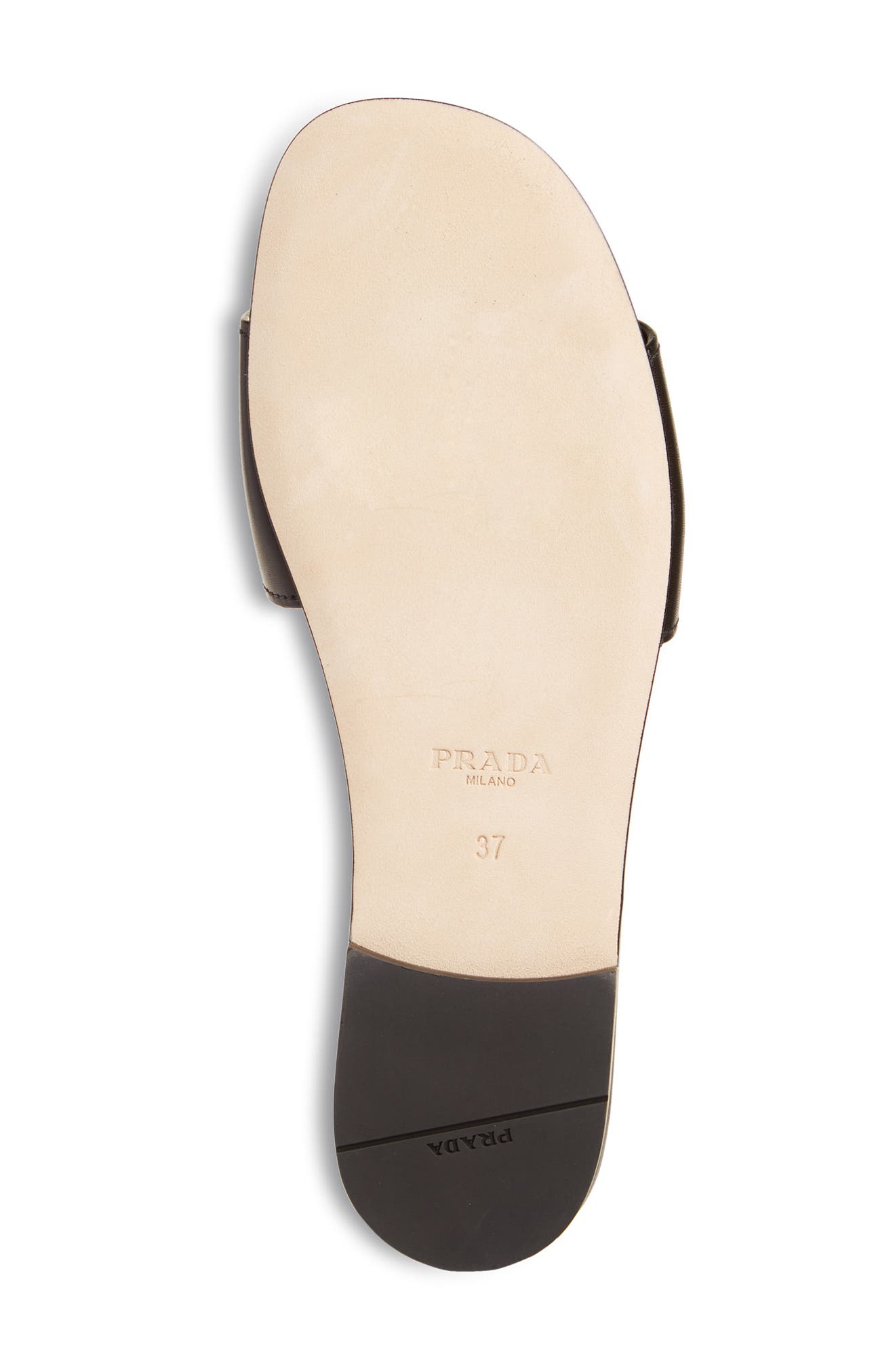 Prada Triangle Logo Slide Sandal, Alternate, color, 