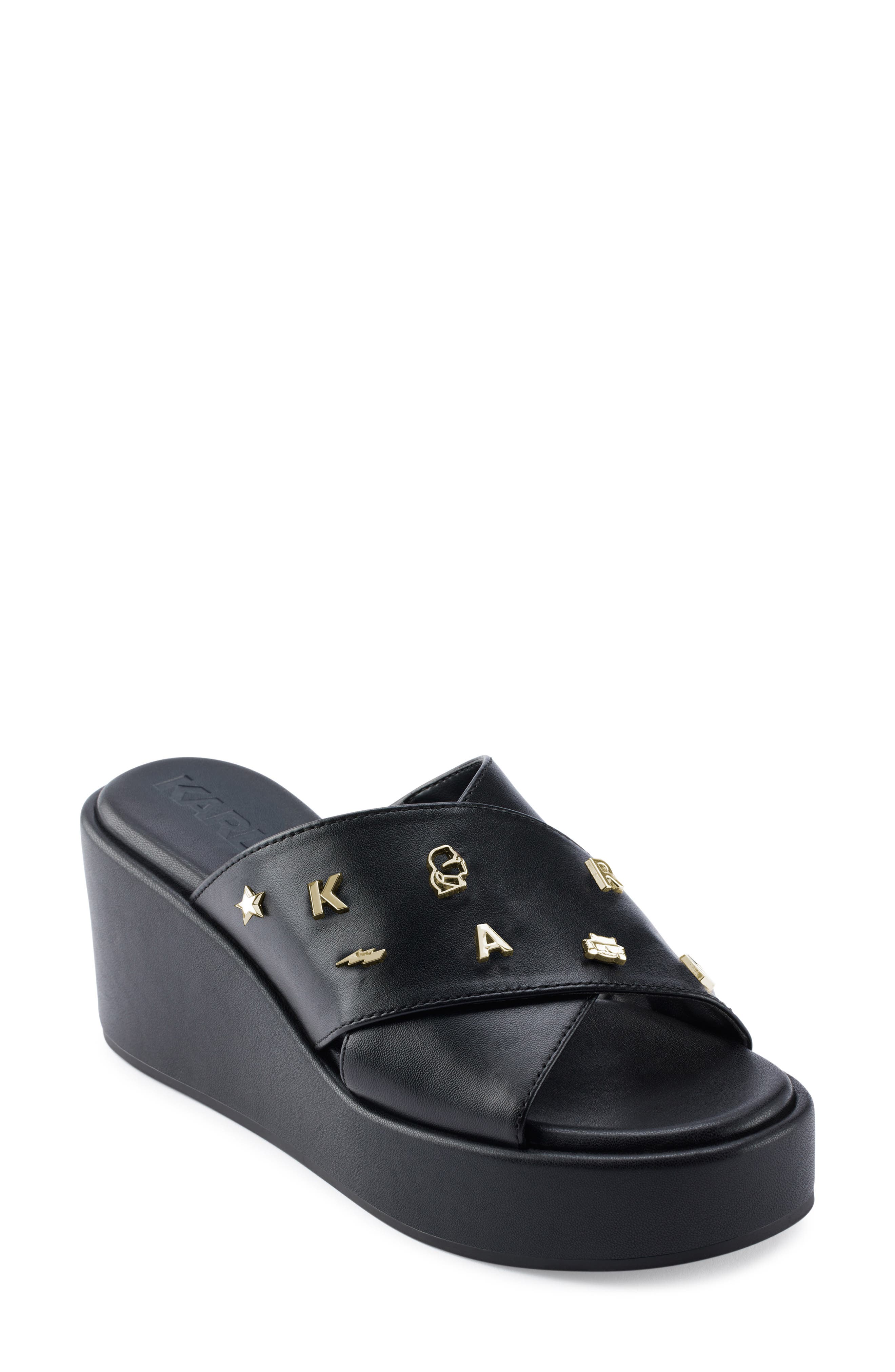 KARL LAGERFELD PARIS Caleigh Platform Wedge Sandal, Main, color, 