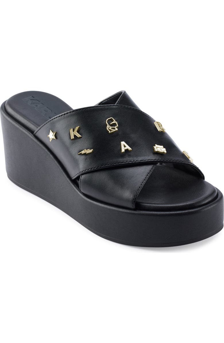 KARL LAGERFELD PARIS Caleigh Platform Wedge Sandal, Main, color,