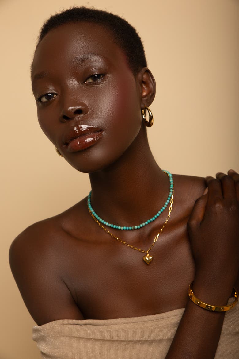 Turquoise Choker Necklace, Alternate, color, Gold