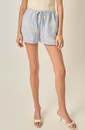 English Factory Striped Floral Eyelet Shorts