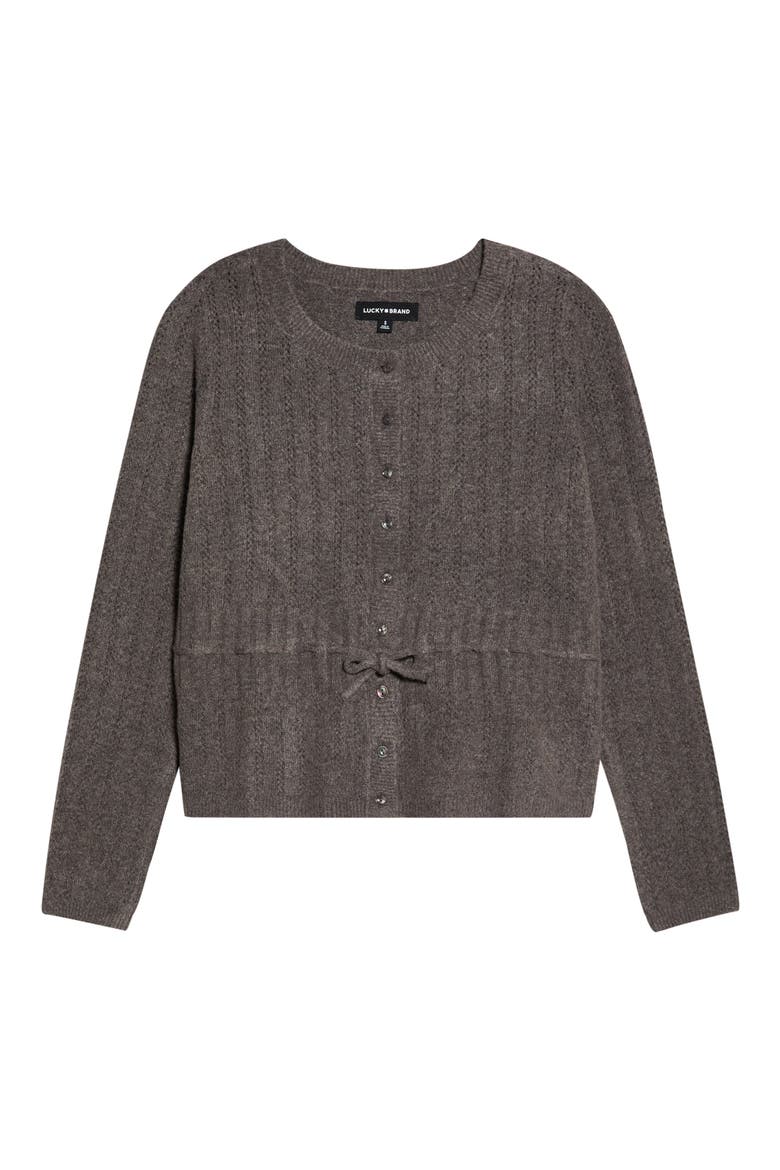 Cloud Soft Babydoll Cardigan, Alternate, color, HOT FUDGE HEATHER