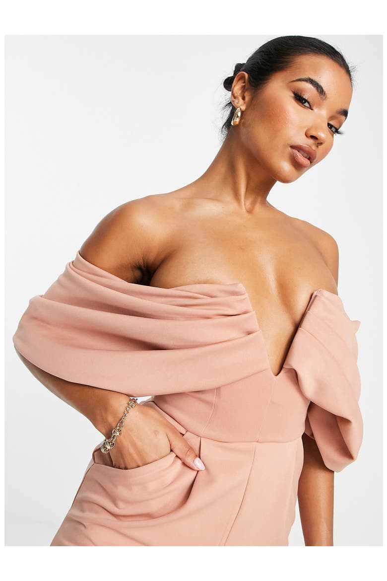 Off the Shoulder Jumpsuit, Alternate, color, LIGHT PINK