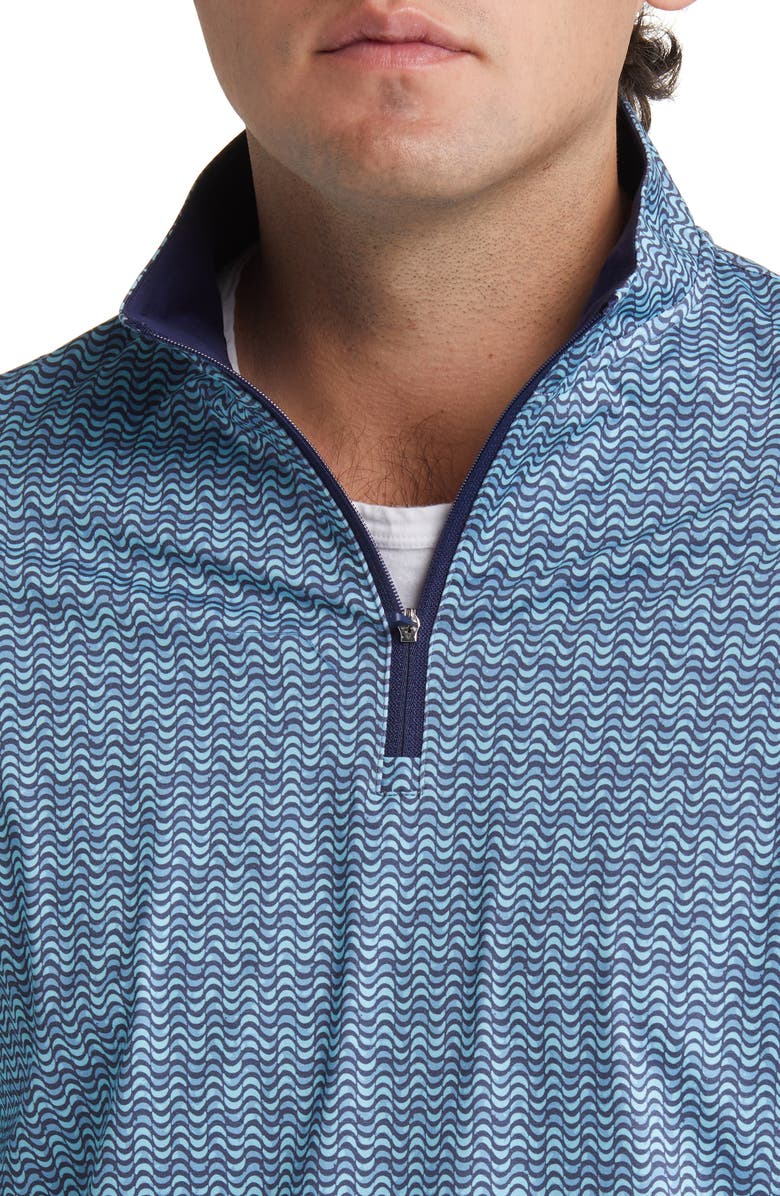 Bugatchi OoohCotton<sup>®</sup> Print Quarter Zip Pullover, Alternate, color, Peacock