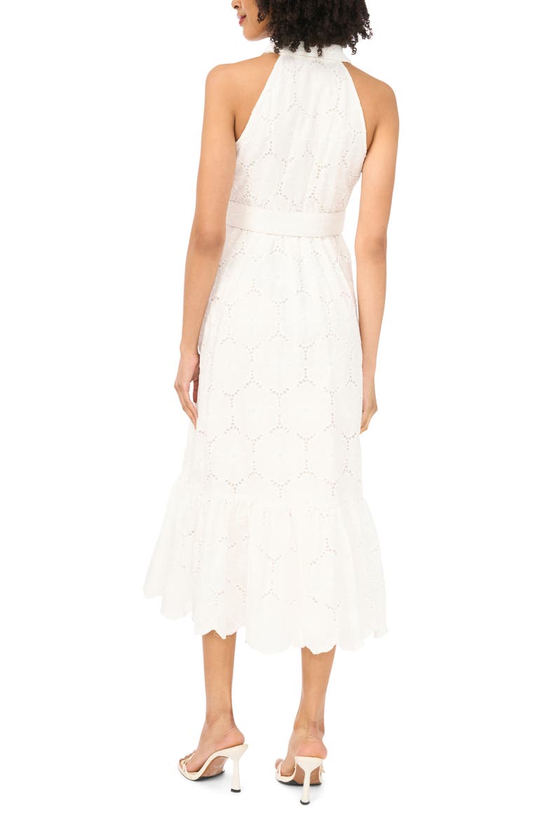 Sleeveless Belted Cotton Broderie Anglaise Maxi Shirtdress, Alternate, color, ULTRA WHITE