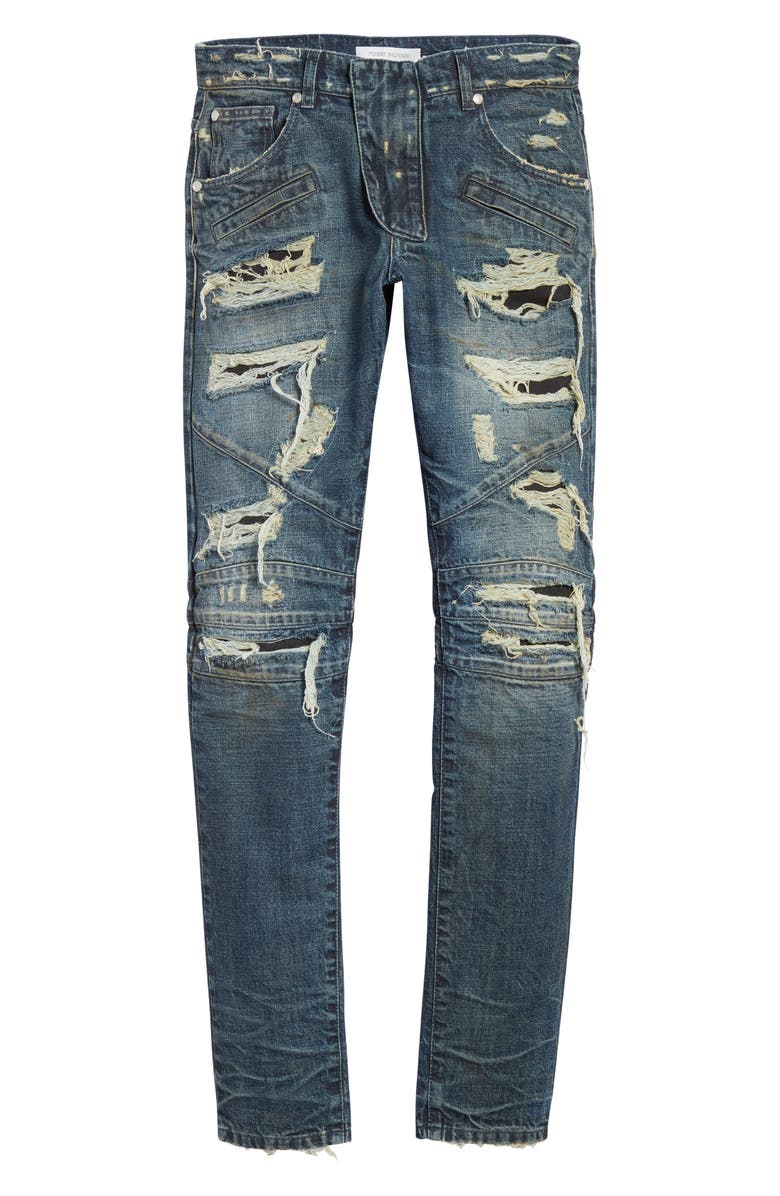 Pierre Balmain Destroyed Biker Jeans, Alternate, color,