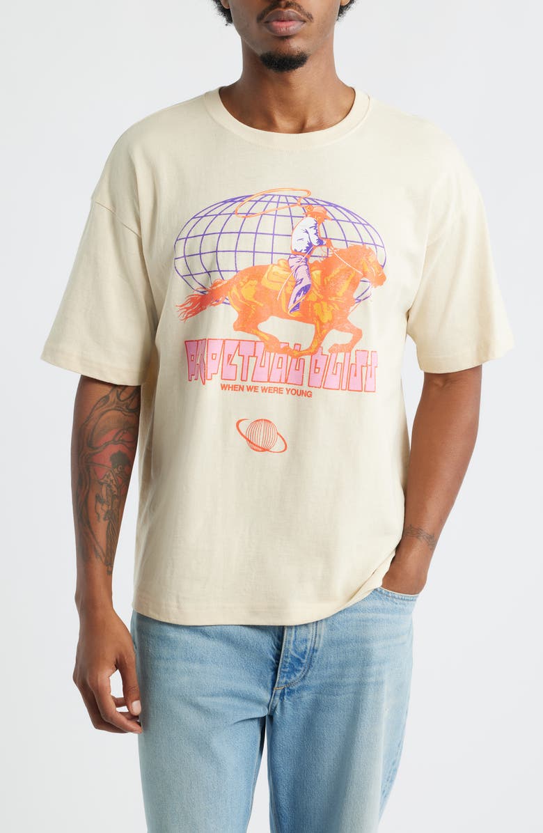 The Forecast Agency Cowboy Bliss Crop Cotton Graphic T-Shirt, Main, color, Sand