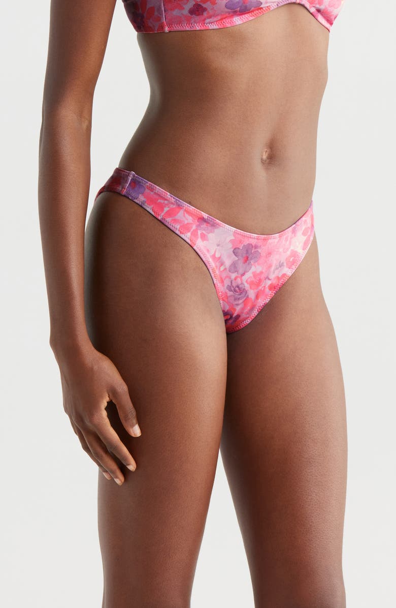 PacSun Dana Shine Bikini Bottoms, Alternate, color, Pink/ Purple Floral