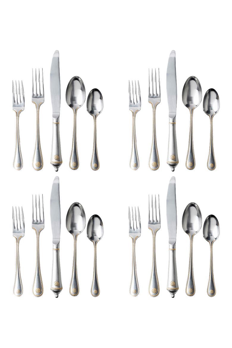Berry & Thread 24K Gold Accent 20-Piece Place Setting, Main, color, BRIGHT SATIN/ GOLD