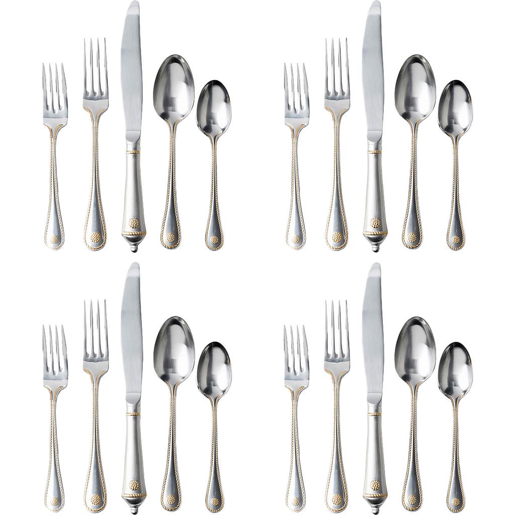 Juliska Berry And Thread 20 Piece Flatware Set, Bright Satin With Gold