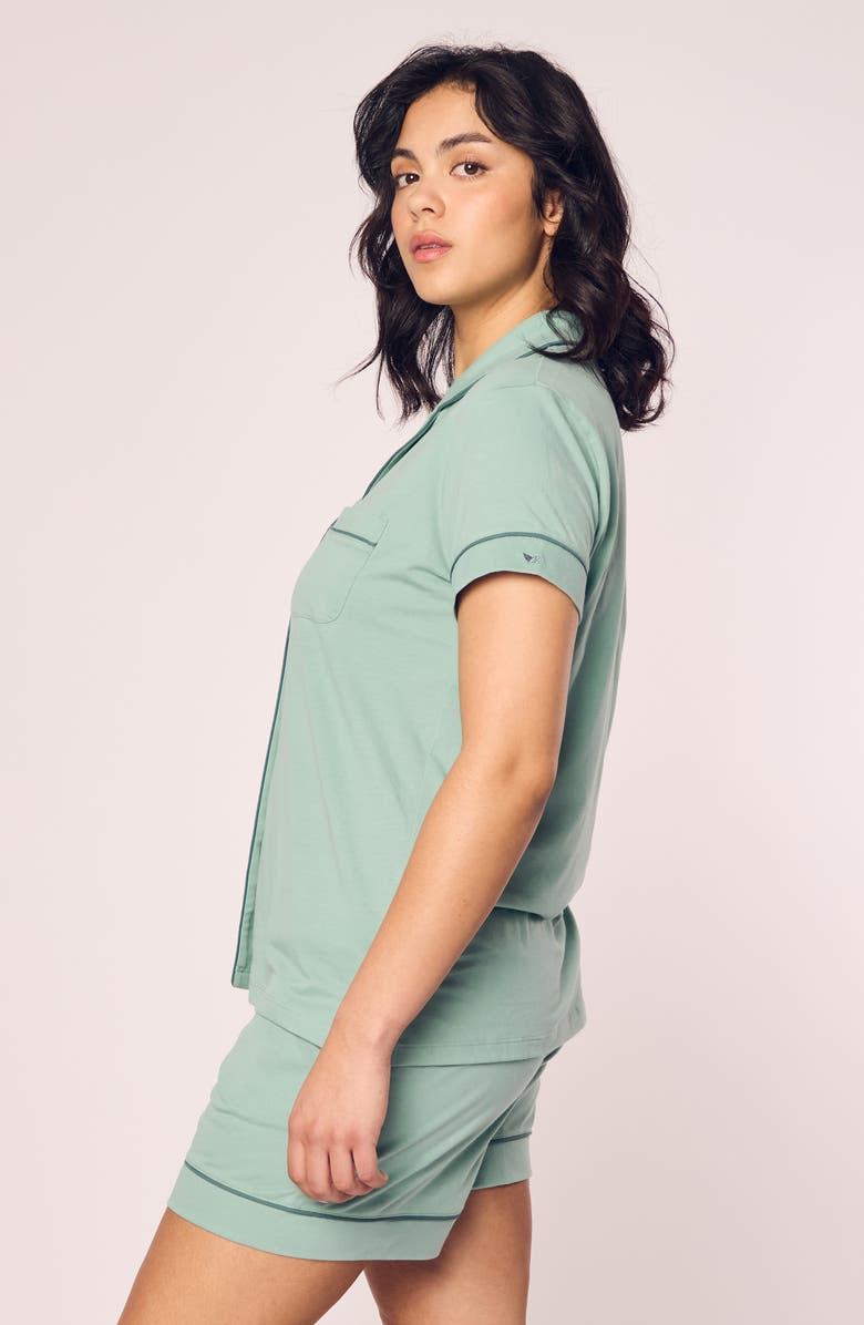 Petite Plume Luxe Pima Cotton Short Pajamas, Alternate, color, Green