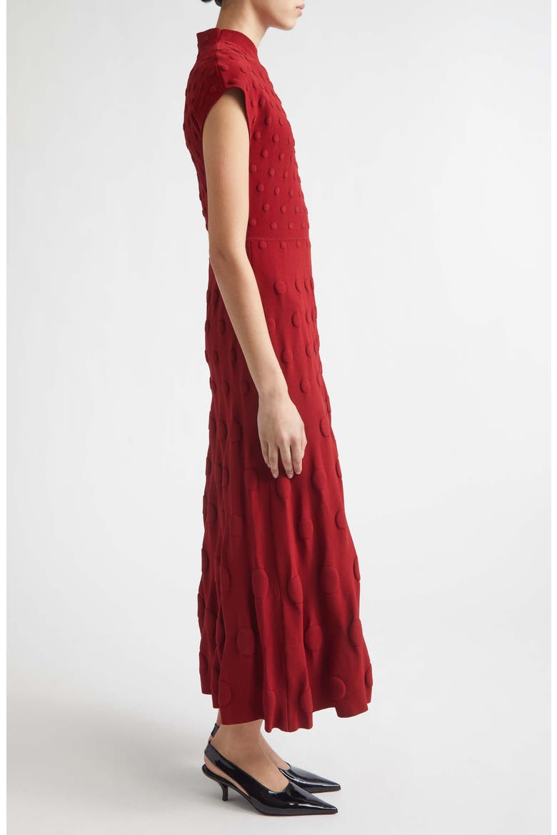 Pucker Dot Knit Midi Dress, Alternate, color, OXBLOOD