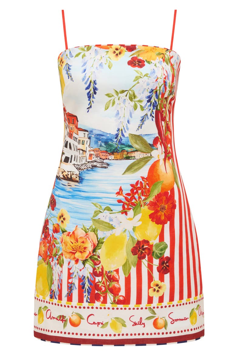 Sierra Printed Minidress, Alternate, color, TROPEA POSTCARD