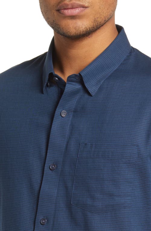 Travismathew Personal Preference Stripe Short Sleeve Cotton Button-up Shirt