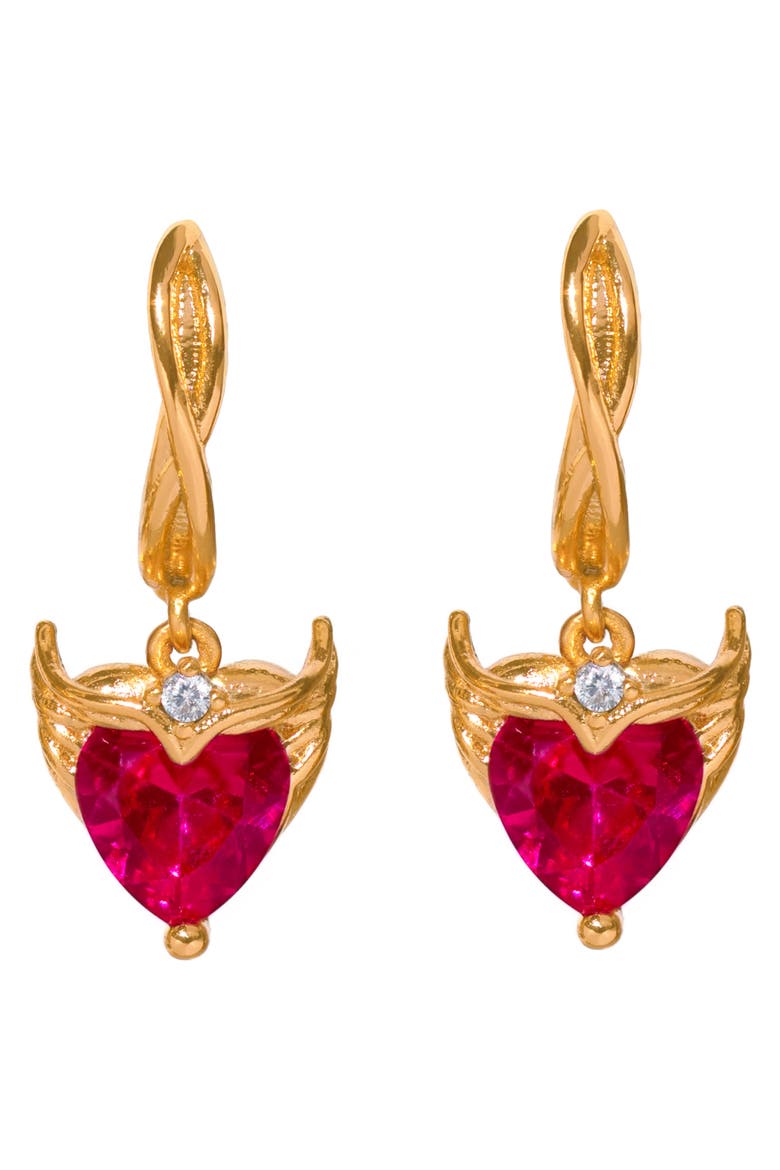 Marvel Scarlet Witch Heart Drop Earrings, Main, color, GOLD