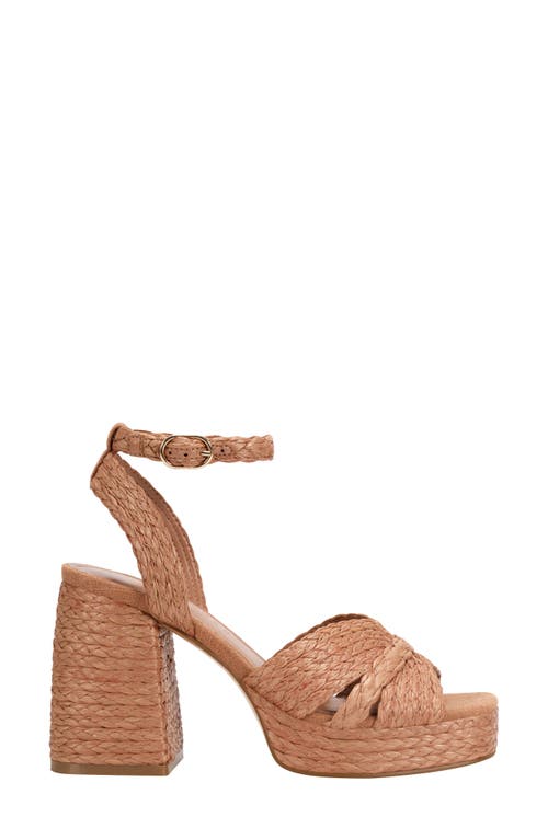 Marc Fisher Ltd Janie Raffia Ankle Strap Platform Sandal In Medium Brown