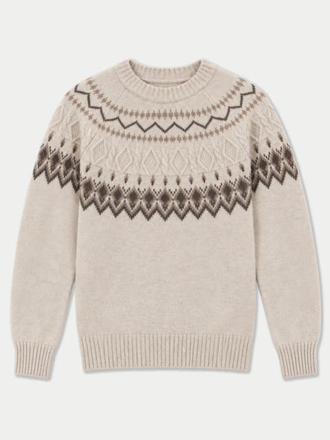 Cashmere Nordic Jacquard Crewneck Sweater