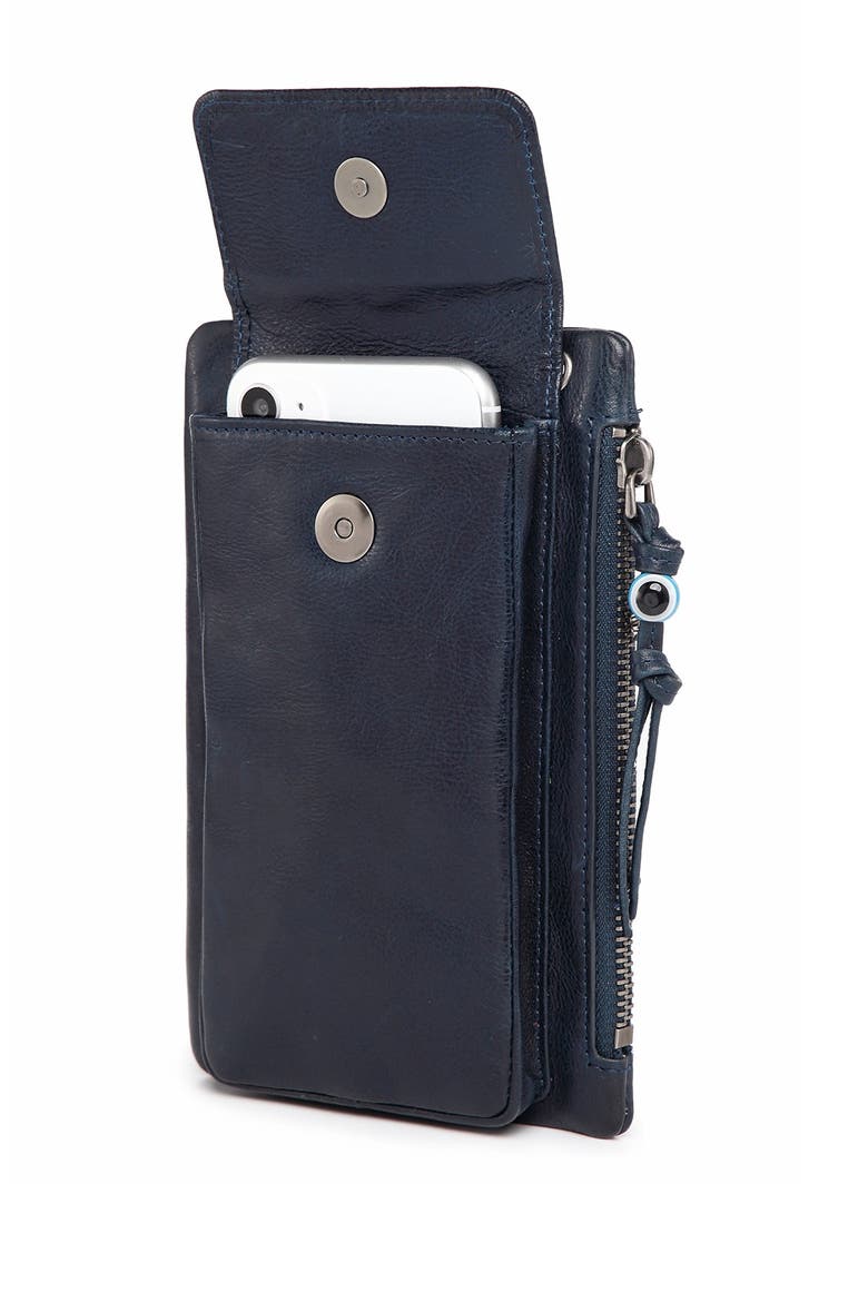 Rillet Leather Crossbody Wallet, Alternate, color, NAVY