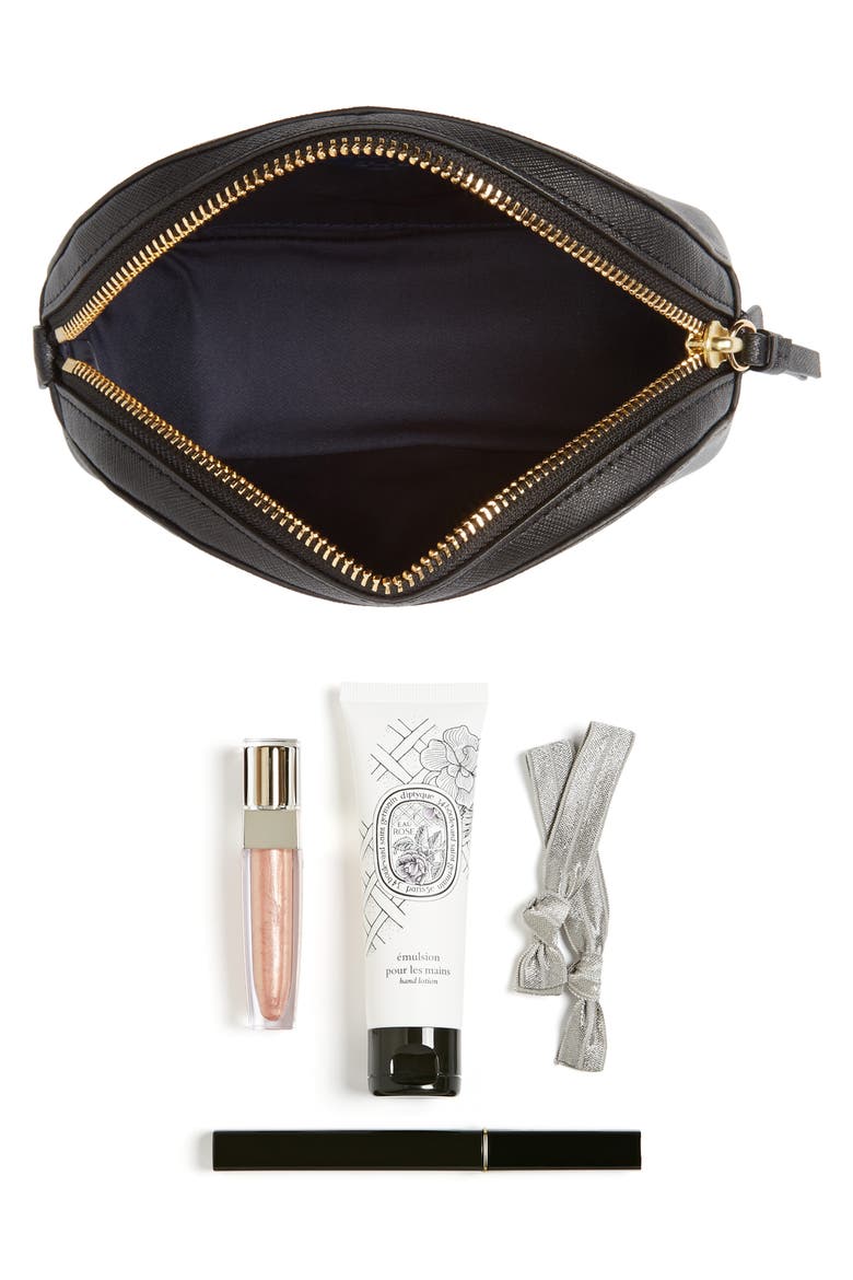 Robinson Small Leather Cosmetic Case, Alternate, color, BLACK / ROYAL NAVY