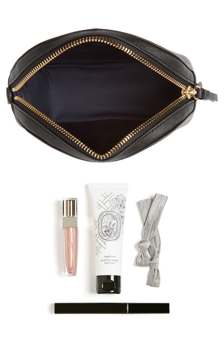 Tory Burch Robinson Small Leather Cosmetic Bag, Alternate, color, 