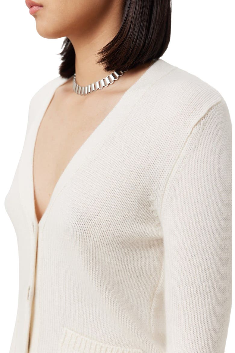 Buttoned Cashmere V-Neck Cardigan, Alternate, color, coconut milk