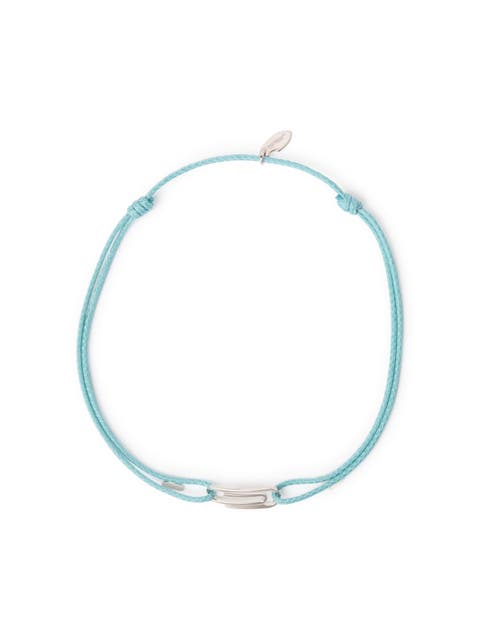 Men's Paperclip Blue Cord Necklace
