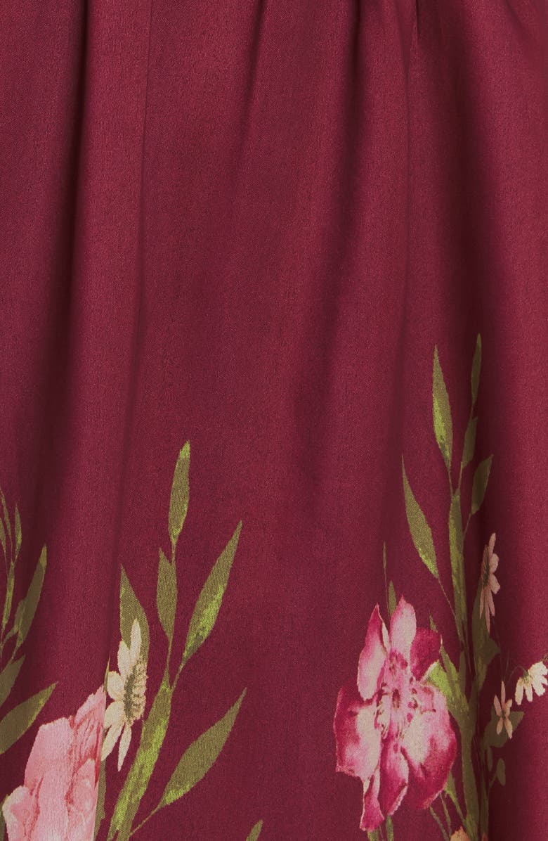 FLYING TOMATO Floral Fit & Flare Maxi Dress, Alternate, color, Burgundy