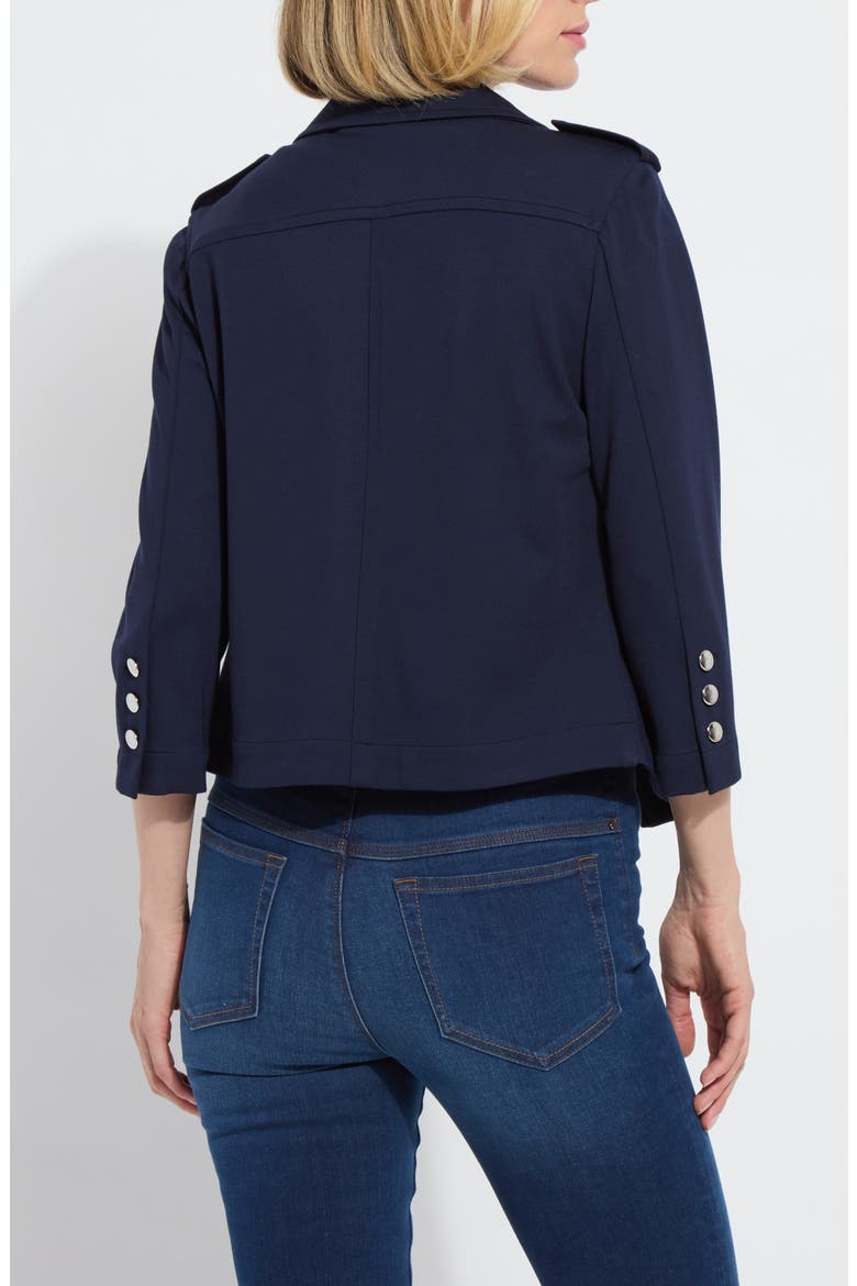 Veronica Crop Ponte Blazer, Alternate, color, TRUE NAVY