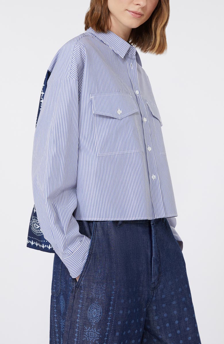 Weekend Max Mara Doria Stripe Colorblock Button-Up Shirt, Alternate, color, Navy