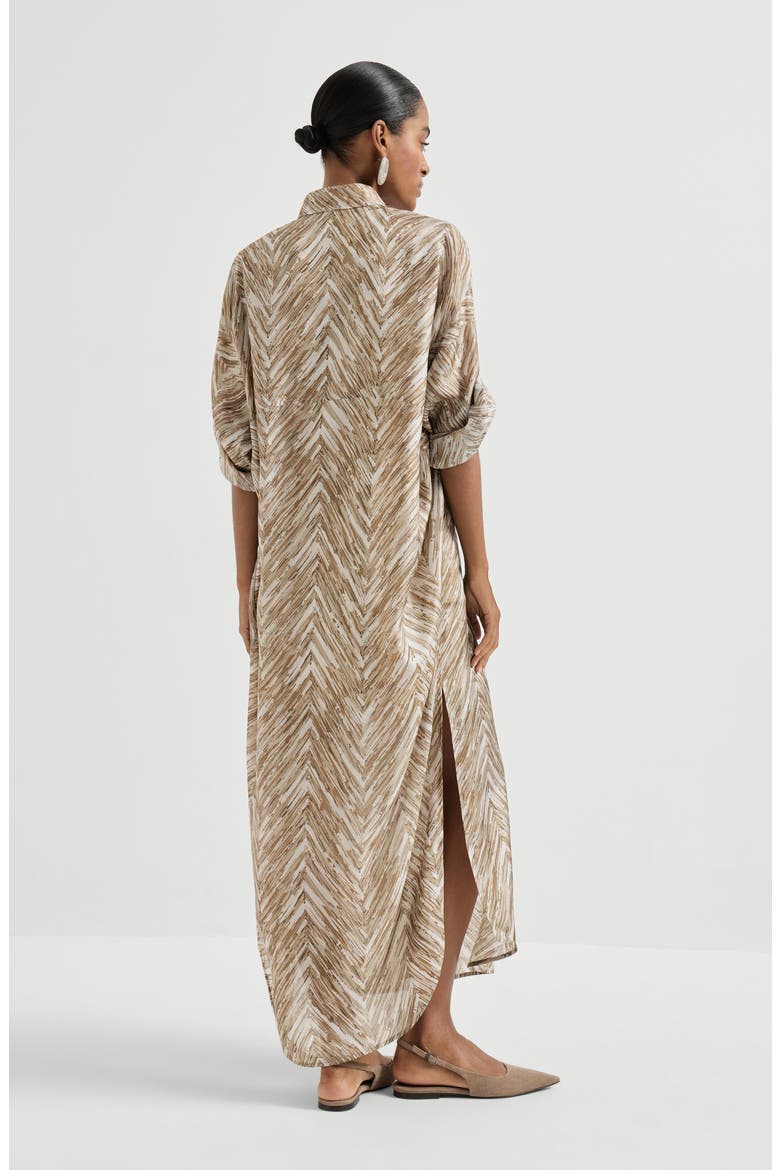 Chevron print dress, Alternate, color, Beige