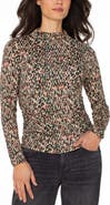 Liverpool Los Angeles Ikat Print Mock Neck Top