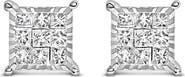 Haus of Brilliance Sterling Silver 1/2 Cttw Princess Diamond Composite Square Stud Earrings